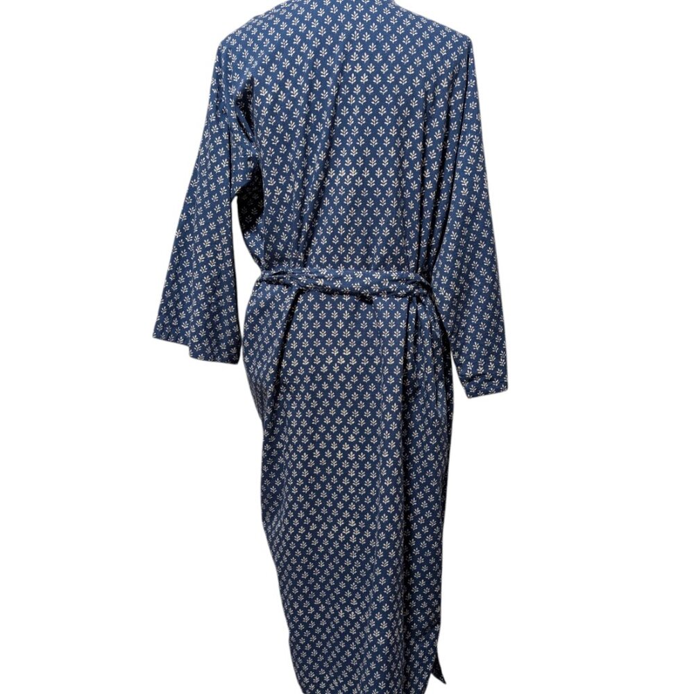 Kerry Cassill Womens Size P/S Blue Botanical Floral 100% Cotton Tie Kimono Robe - Picture 4 of 11